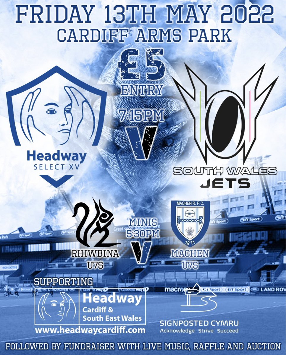 Only 2 weeks to go come along and watch a great game of rugby while helping 2 amazing charities <a href="/SignpostedC/">Signposted Cymru</a> <a href="/HeadwayXv/">Headway Select XV</a> <a href="/HeadwayUK/">Headway - the brain injury association</a> #areyouok #asktwice #jets