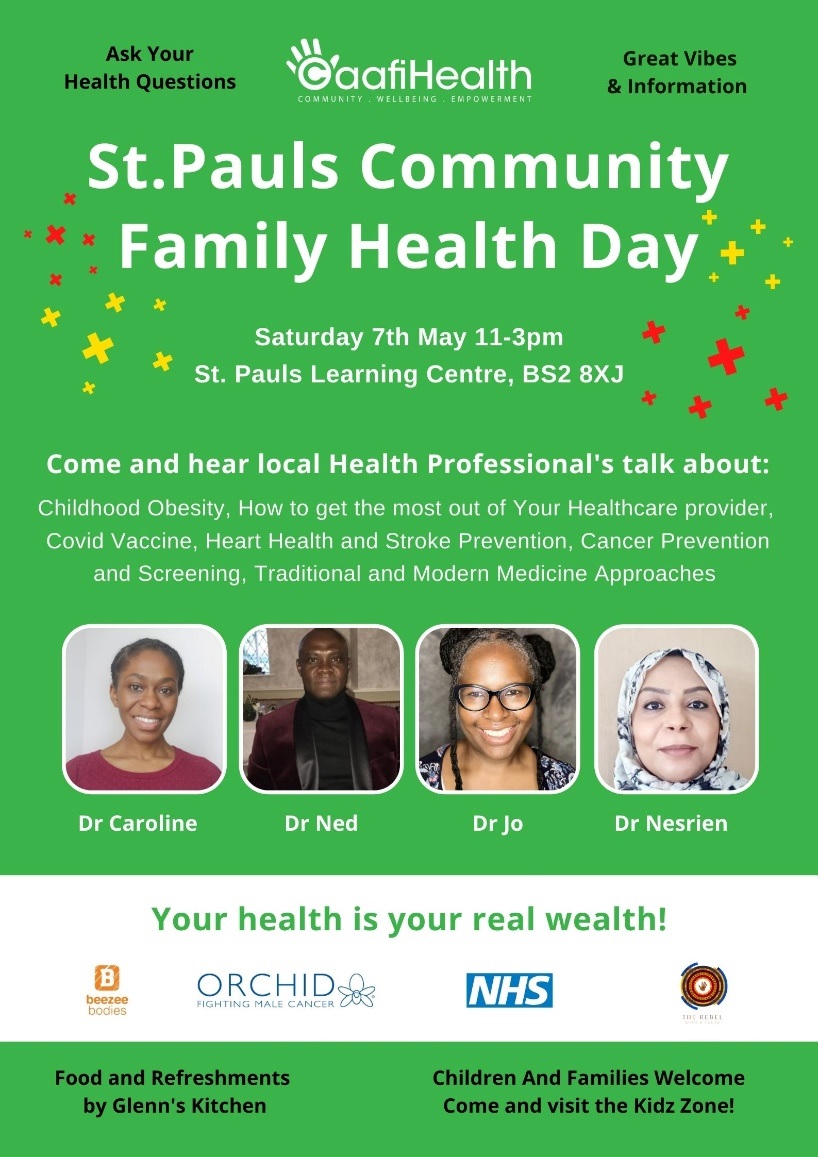 St. Pauls Community Family Health Day!❤️‍🩹

Come and hear local health professionals talk about childhood obesity, stroke and cancer prevention, heart health, and different medicine approaches.

#Bristol #NHS #NHSBristol #Heath #FamilyHealth