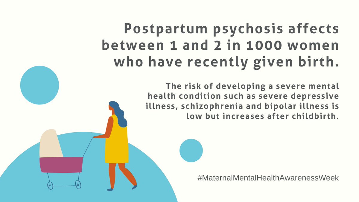 Some women can be affected by common mental health problems, including anxiety disorders and depression.

And between 1 and 2 in 100 women can develop a more severe condition called postpartum psychosis...
 
#maternalmentalhealth #MaternalMentalHealthAwarenessWeek