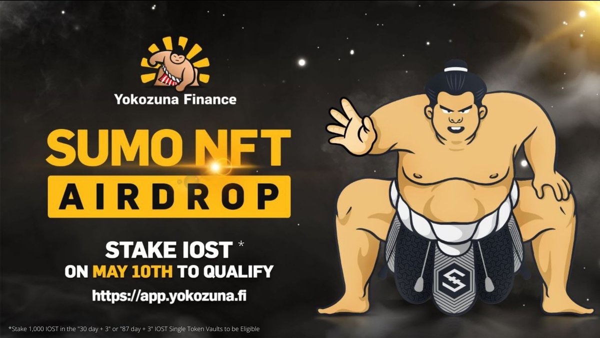 Yokozuna Finance (@yokozunafinance) on Twitter photo Yokozuna Finance to Airdrop FREE NFT to qualified users by May 10th snapshot
Details:
yokozunafinance.medium.com/yokozuna-finan…
Telegram: t.me/yokozunafinance
@iost_official @iostoken_jp @jimmyzhong_iost <a href="/IOST_CN/">IOST 中文社区</a> <a href="/IOST_KR/">IOST Korea 대한민국 🇰🇷</a>
#IOST #ZUNA #DEFI #SUMO #NFT #Airdrop
* Limit one per IOST Account Yokozuna Finance to Airdrop FREE NFT to qualified users by May 10th snapshot
Details:
yokozunafinance.medium.com/yokozuna-finan…
Telegram: t.me/yokozunafinance
@iost_official @iostoken_jp @jimmyzhong_iost <a href="/IOST_CN/">IOST 中文社区</a> <a href="/IOST_KR/">IOST Korea 대한민국 🇰🇷</a>
#IOST #ZUNA #DEFI #SUMO #NFT #Airdrop
* Limit one per IOST Account