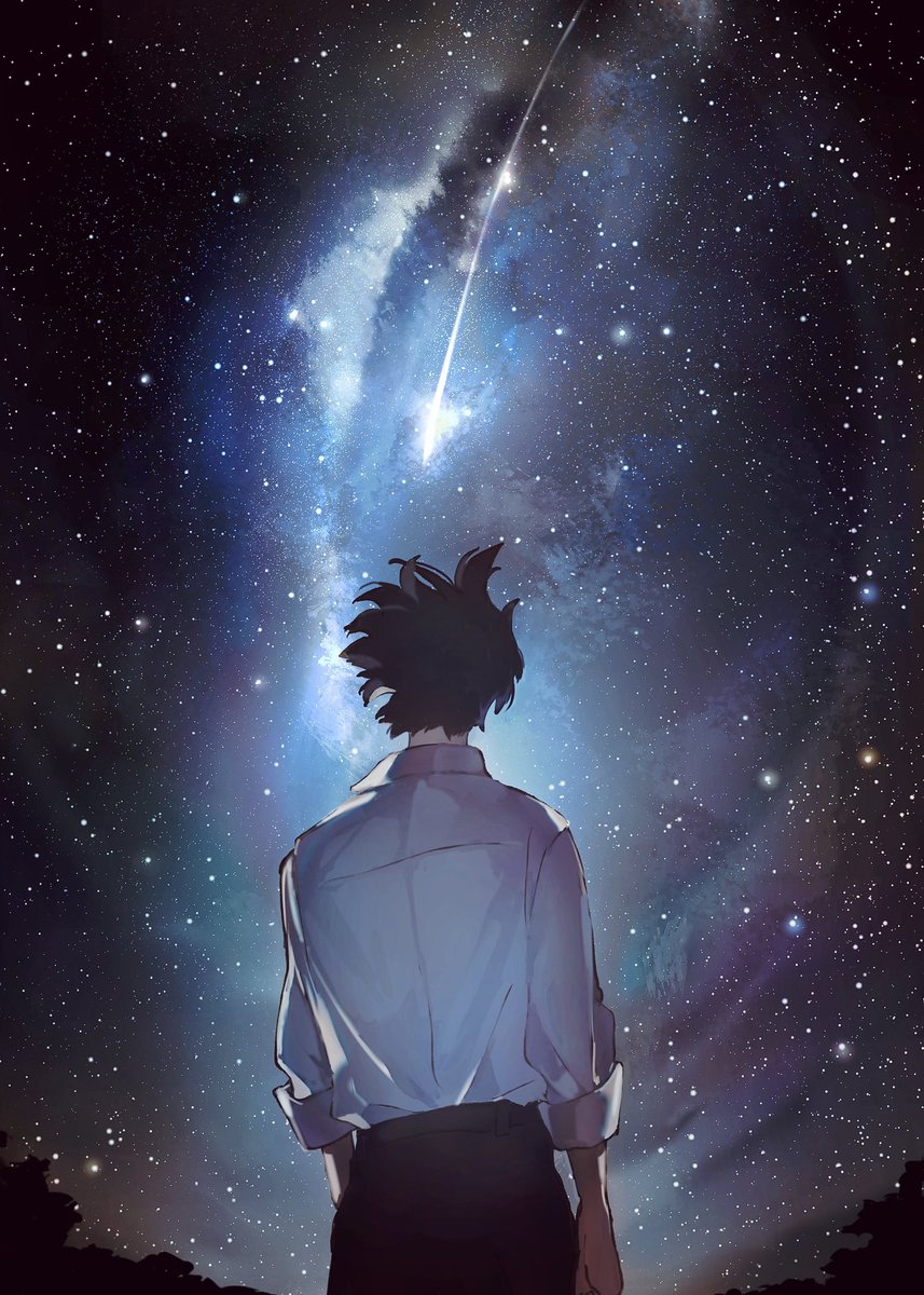 1boy male focus star (sky) solo sky starry sky night  illustration images