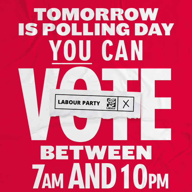 UKLabour's tweet photo. Tomorrow is your chance to send the Tories a message that Britain deserves better. 

Vote Labour for a party that’s on your side. #VoteLabour 🗳