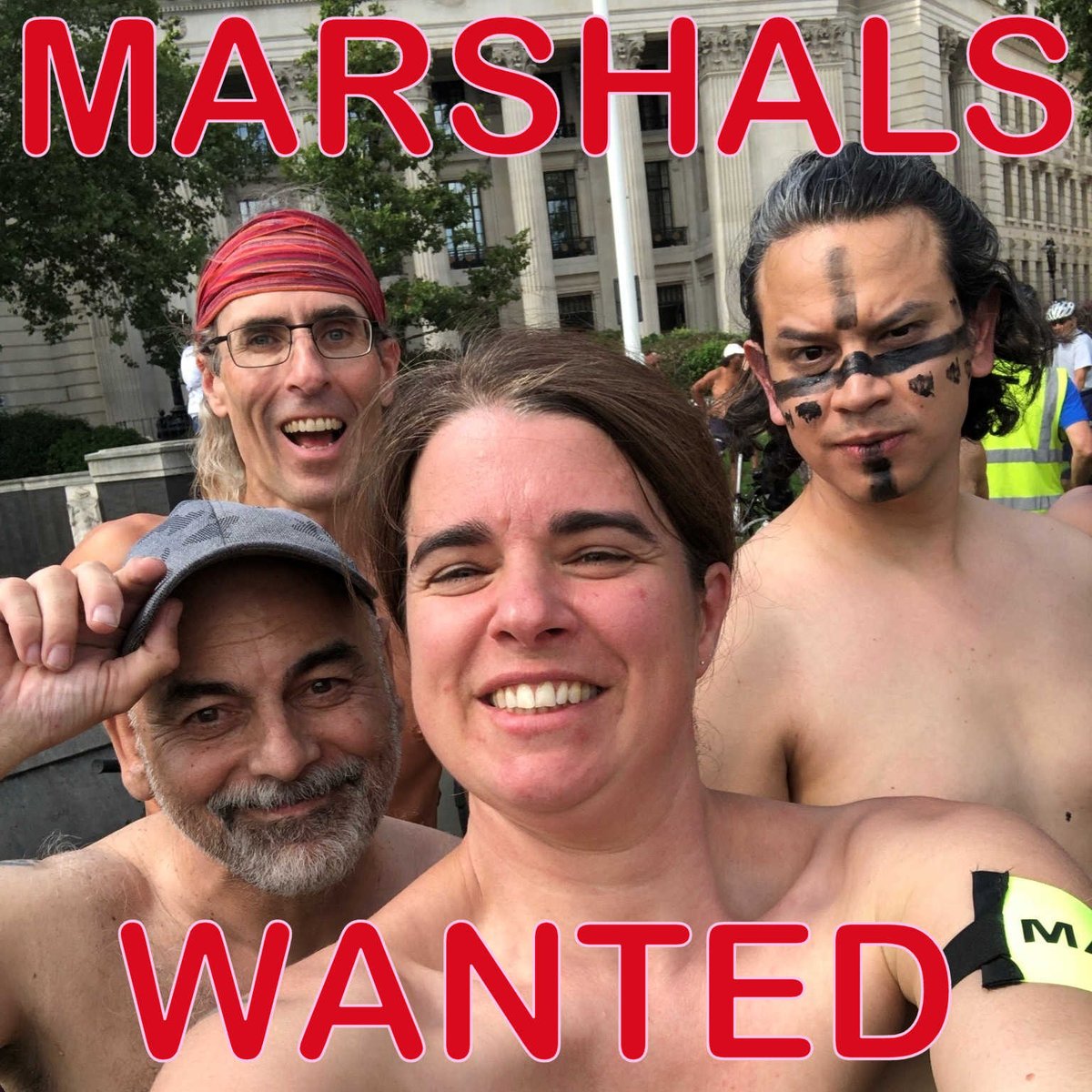 MARSHALS WANTED for #WNBRLondon on 11 June 2022. Ride along and help people follow the route. Online and offline briefing provided. Free entry to afterparty.

Message us to let us know how you can help! 😎

#WNBR #London #cycling #protest #nakedbikeridelondon #bikeride
