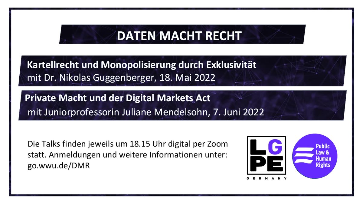 markard_chair's tweet photo. Was bedeutet es, wenn eine Einzelperson eine der wichtigsten Plattformen für demokratischen Diskurs kaufen kann? Diskutiert mit uns und @LPEgermany bei DATEN MACHT RECHT: https://t.co/Dz1cndWHA7 mit @nikenberger und @JulesMendelsohn https://t.co/V0JGvZDysT