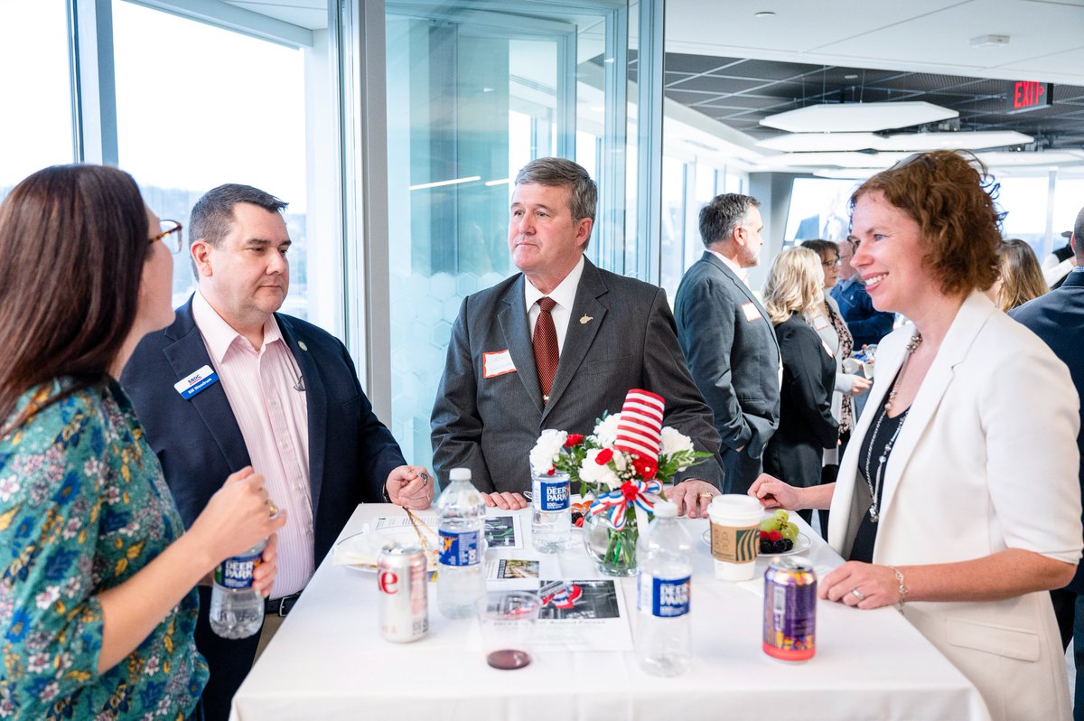 We enjoyed meeting w/ WV veterans &amp; business leaders from around the state in April during Bridging Innovation, as a way to kick off the Encova Center's new statewide veteran’s entr program, aimed to help veterans &amp; their families start &amp; grow businesses in WV. <a href="/Huntington_Bank/">Huntington Bank</a>