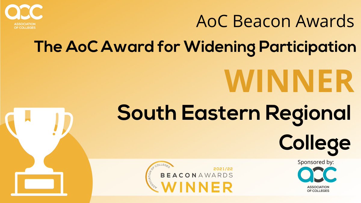 AoC_info's tweet photo. A huge congratulations to @S_ERC for winning The AoC Award for Widening Participation in this year’s Beacon Awards. #AoCBeacons #LoveOurColleges https://t.co/bpmrkYUwwf