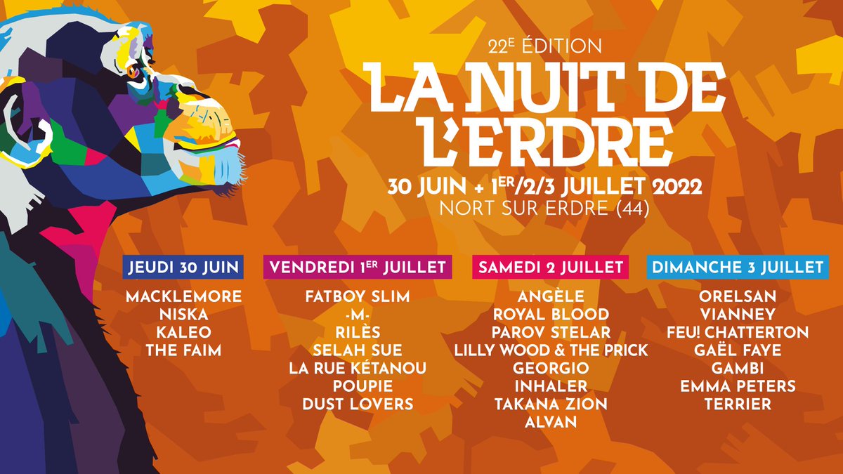 lechabada's tweet photo. La belle programmation de nos ami·e·s du festival @LaNuitdelErdre méritait bien un tweet de notre part ! 

🐒 Plus d'infos : https://t.co/fcUnbXcrTy https://t.co/YQWR7QQ0HO