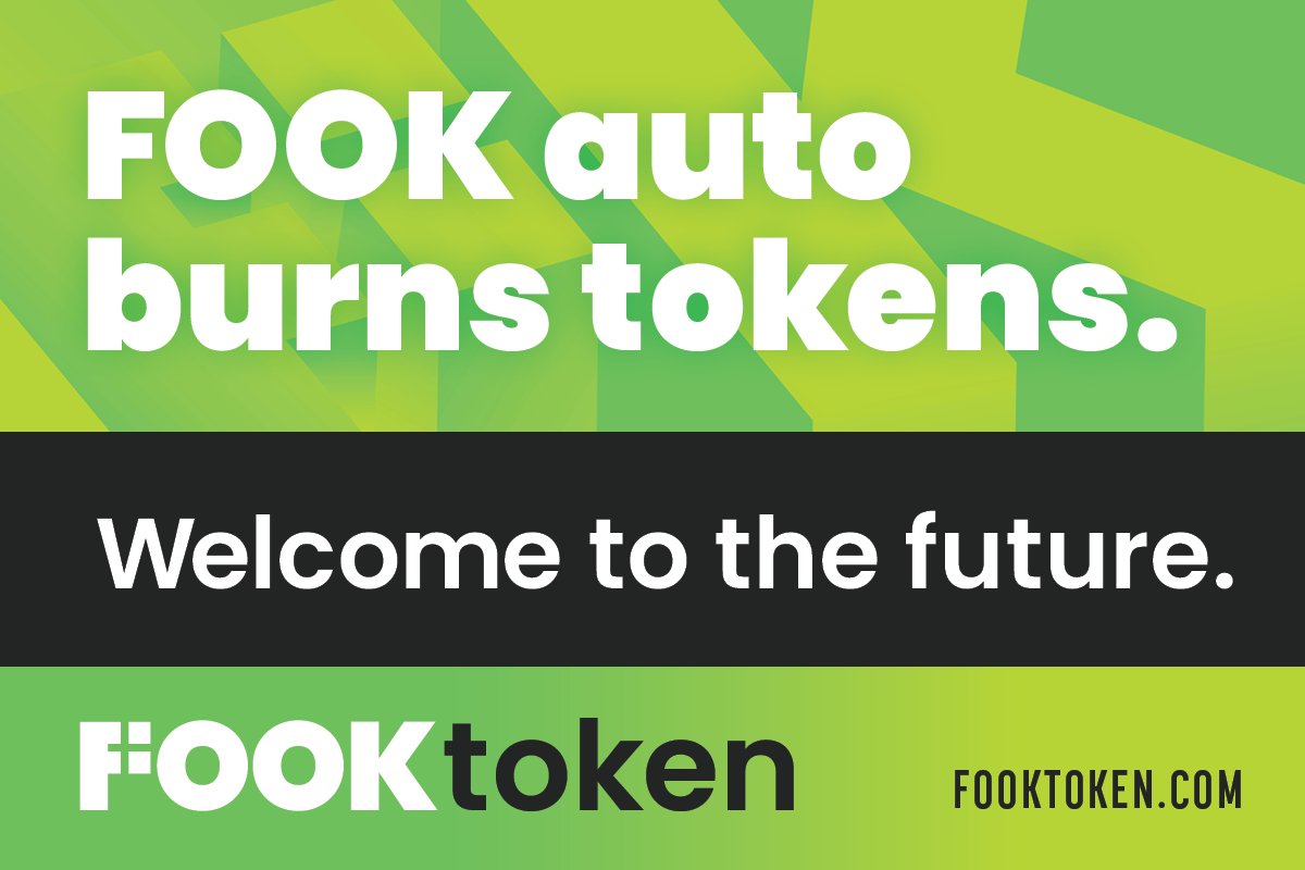 You know all those #Cryptos that have to do manual burns to reduce supply?

With #FOOK this is a thing of the past.

Our burn wallet (42%) is growing on ALL transactions that send 25% reflections rewards to holders, making $FOOK more scarce by the day. #SmartDefi really is smart.