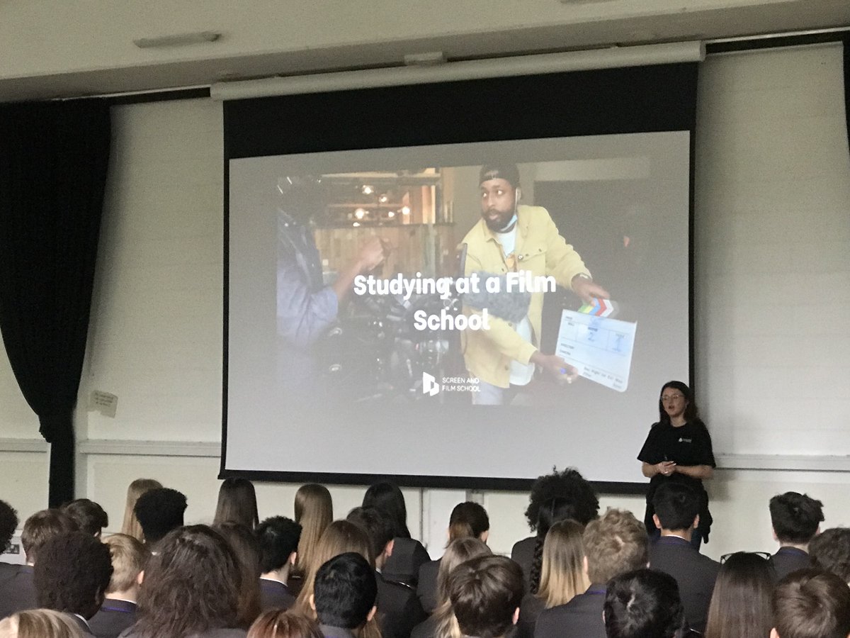 WorthingHighCar's tweet photo. Big thanks to Georgia from the Screen &amp; Film School Brighton for her presentation to Yr 10 @worthinghigh students about studying with them in Sept 2023. Seems a long way off, but applications need to be made next term! https://t.co/gWVdTXV4vs https://t.co/1uQVmB1Zo3