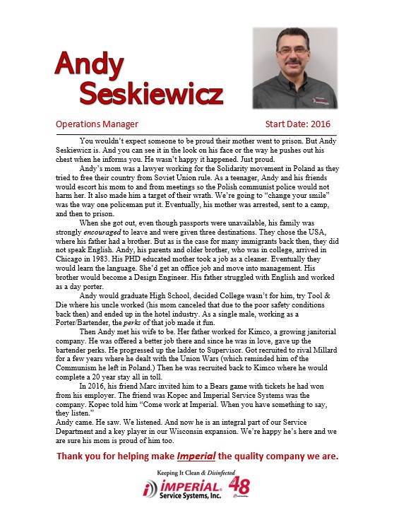 ImpServSys's tweet image. 1st Spotlight of May goes to Andy Seskiewicz😄
At Imperial, it doesn't matter what your background is. As long as you choose to move ⬆️ &amp;amp; ⏭.
Proud 💎/Blessed🙌 to have you with us Andy
                       ,Thank you 

READ TO KNOW MORE👇👇👇👇👇👇👇👇