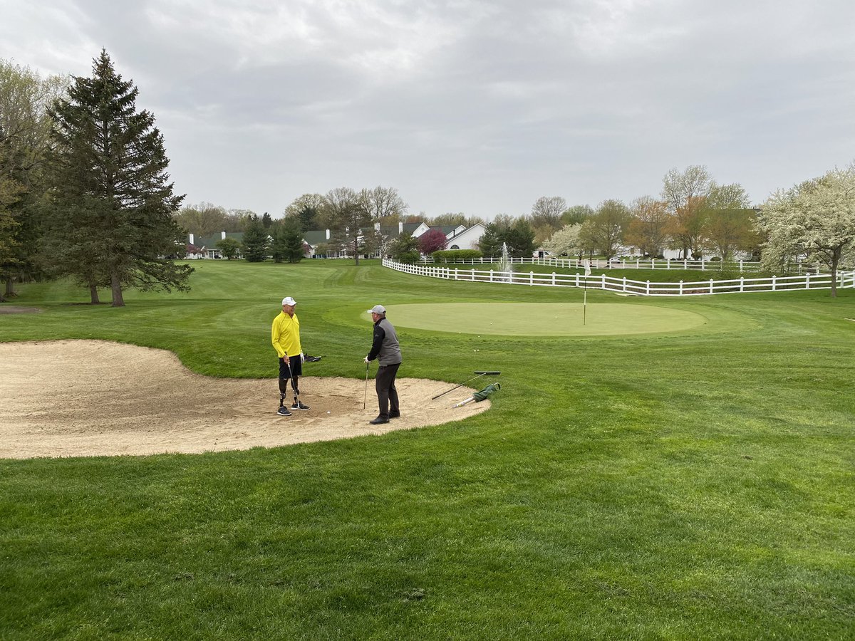JoinTheTurn's tweet photo. Impromptu bunker lesson this morning by Program Director Trevor Hazen, PGA. Marc is a quick learner and will be getting out of bunkers with ease this summer. #changingcourseimprovinglife https://t.co/B0Zm9eJZEe