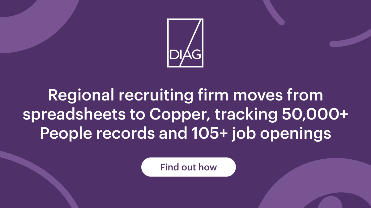 CopperInc's tweet image. Being in the #recruiting business doesn&apos;t mean you&apos;re stuck tracking everything with spreadsheets. Here&apos;s how @DiagPartners moved from spreadsheets to Copper and built a custom REQ wall for tracking numerous #jobopportunities at once: bit.ly/38N8yYg  #recruitingcrm