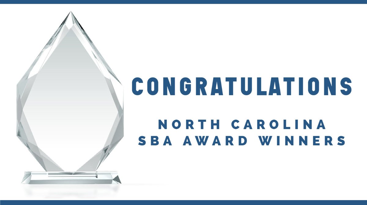 Congratulations to those recognized by the SBA today! NC Small Business Person of the Year, Kristen M. Hess, HH Architecture; NC Exporter of the Year, National Drug Source and Southeast Regional Subcontractor of the Year Logan Marine. 
#NationalSmallBusinessWeek  #SBAawards