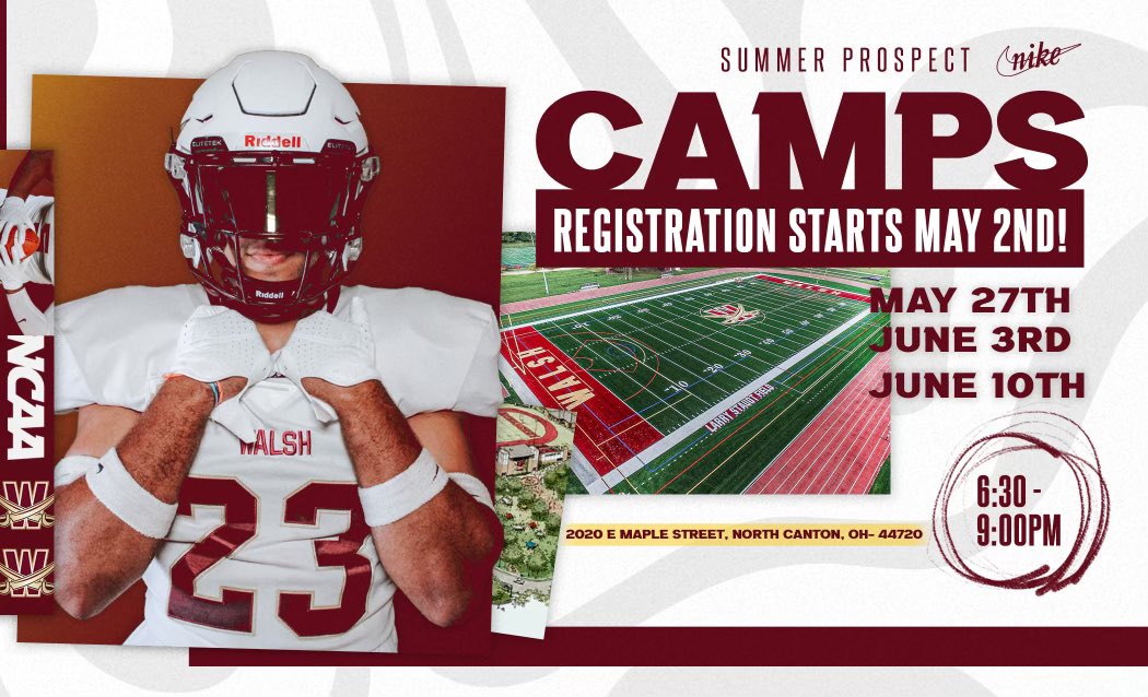 ⚔️WALSH UNIVERSITY SUMMER PROSPECT CAMPS⚔️ 🔗 camps.jumpforward.com/walshufootball ⚪️ COMPETE ⚪️ LEARN