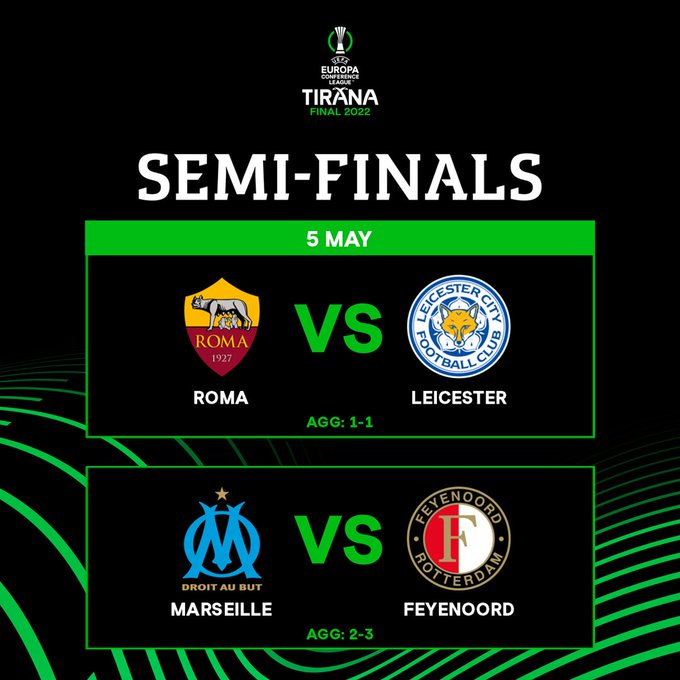 THURSDAY Europa League Semifinals 2nd Leg Frankfurt-West Ham, Rangers-Leipzig; Europa Conference League Semifinals 2nd Leg Marseille-Feyenoord, Roma-Leiciester, all kickoffs @ 2pm! <a href="/ChicagoHammers/">Chicago Hammers</a> <a href="/OM_Chicago/">OM Fan Club Chicago</a>