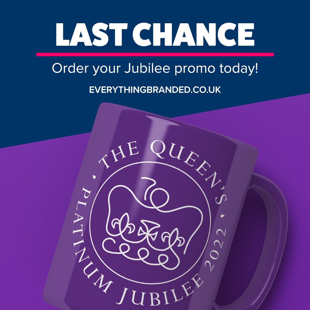 Don't miss out! 💜 
Get your #PlatinumJubilee orders placed.
Celebrate with #PromotionalProducts: bit.ly/3shORPi 👑 

#BrandedMerchandise #RoyalFamily #Celebrate #Personalised