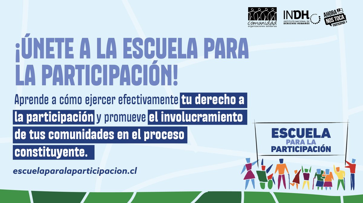 ComunidadOrgSol's tweet photo. ¡Hola! 👋 desde @ahrnostoca @inddhh y @ComunidadOrgSol les invitamos a Escuela para la Participación 📄✏️Para el curso de formación con talleres sobre el derecho a la #participación 👥
👉Inscripciones en: https://t.co/XeUokbZKtn .

#Seguimosparticipando
#ConvencionConstitucional https://t.co/atTCJeyNDH