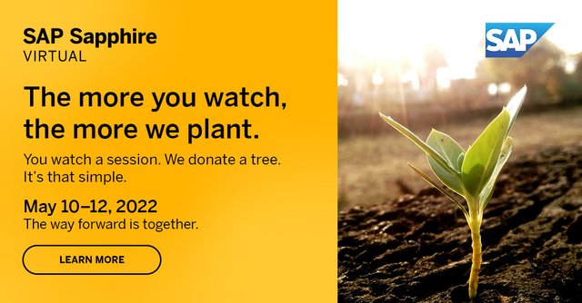 strong content AND tree planting! Ready to plant some trees with us? For every #SAPSapphire Virtual session you view, we donate a tree. Join the cause. Register today! #sustainability bit.ly/3LGO2XM