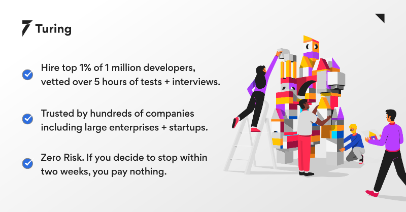 turingcom's tweet photo. Hire Silicon Valley-caliber remote software engineers! Join the elite pool of top companies backed by Google, Bloomberg leveraging Turing.
Sign up to hire Turing's pre-vetted senior engineers having strong technical and communication skills.
#HireDevelopers #HireEngineers