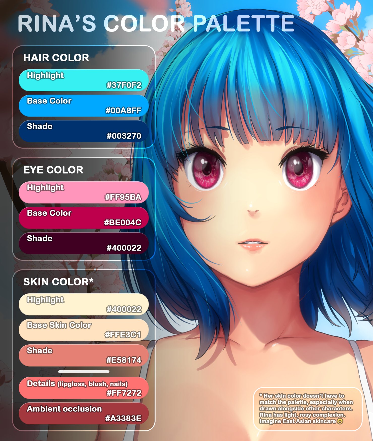 Blue Anime Hair Color Palette