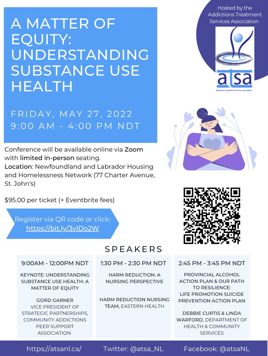 atsa_NL's tweet photo. 🗣WE'RE LIVE!🗣 Get your tickets to our annual conference now!

Go to our event page below to get all the info on our conference "A Matter of Equity: Understanding Substance Use Health" and purchase your tickets. https://t.co/hOqoOhHCEO 

@CAPSACanada @EasternHealthNL @HCS_GovNL https://t.co/ZjCD7kbvqb