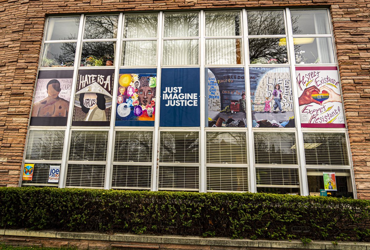 createuplift's tweet image. Celebrating #TeachersDay by highlighting our work with Kansas NEA. Last year we helped mobilize a call for Kansas high school students to submit their artwork, and tell us what justice meant to them. The winning artwork is now displayed on the building exterior.