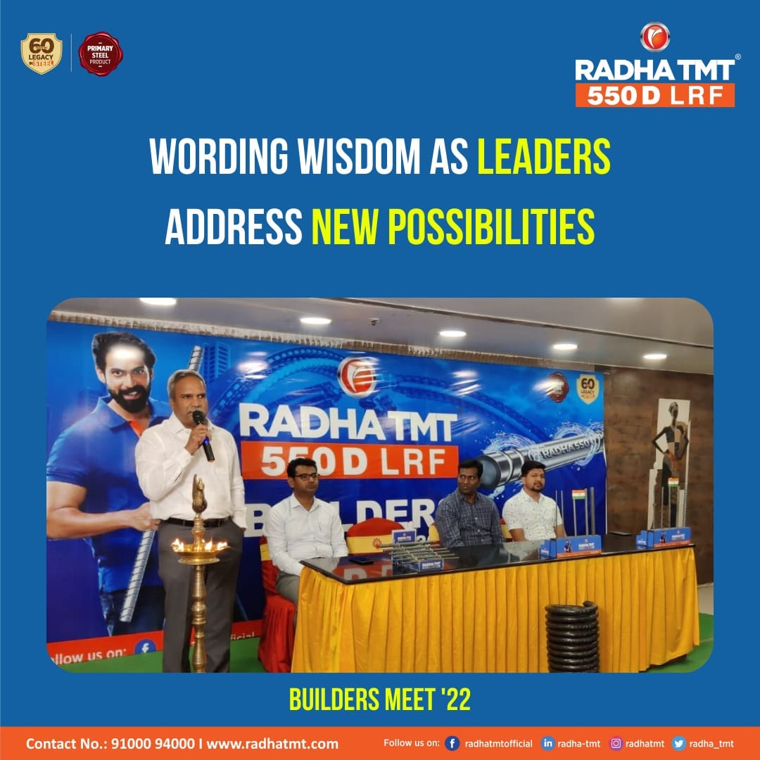 Radha_TMT's tweet photo. Mr. Subhash, National Head - Sales, Radha TMT expressing their previous thoughts and valuable insights, the leaders of Radha TMT are set to encourage the minds that build us forward.
To know more, Visit: https://t.co/rNZvwwlWho
#RadhaTMT #RadhaTMT550D #buildersmeet https://t.co/P2Mmgg3y0O