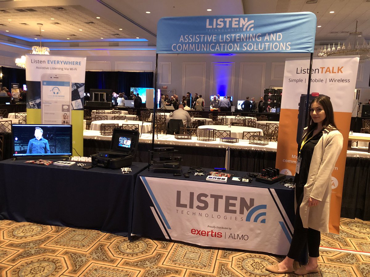 Walking the 40-vendor exhibit hall at the @ExertisAlmo #E4Experience. Just got a rundown on Listen EVERYWHERE from <a href="/ListenTech/">Listen Technologies</a>. With servers capable of 2 to 16 channels of audio, Listen EVERYWHERE suits everything from HoWs to museums.
#avtweeps