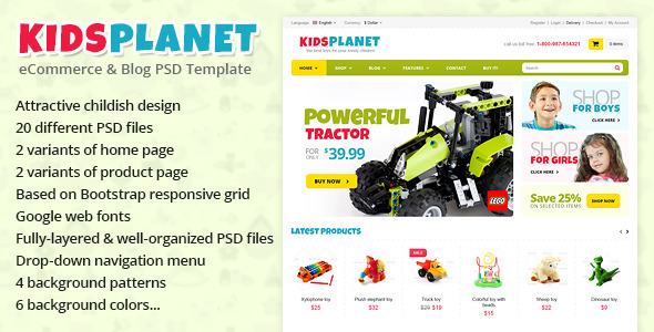 stylelibreview's tweet image. Kids Planet - eCommerce & Blog PSD Template
stylelib.org/away/?id=290953
#bootstrapgrid #childish #colorful #ecommerce #layered #monkeysan #photoshop #psd #themeforest #toy #uitemplates #websitesolution #blog #kids #shop #responsive #children #retail #store
