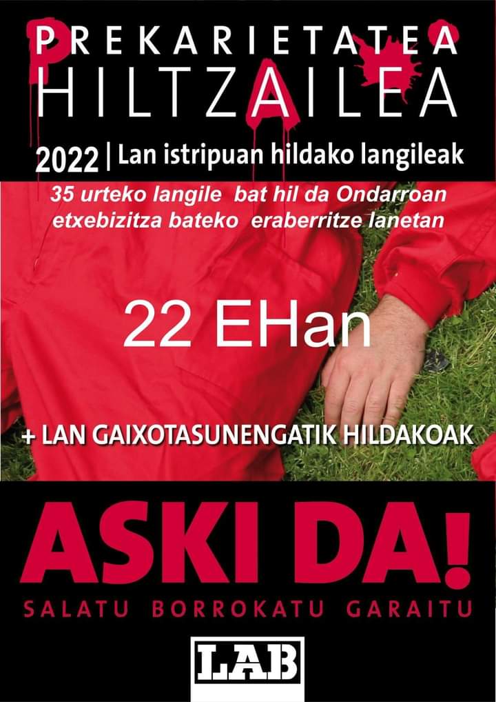LAB_Lizarraldea's tweet photo. Patronalen irabaziak, langileon miseria. #PrekarietateaHiltzailea https://t.co/ENDl2Jdx6g