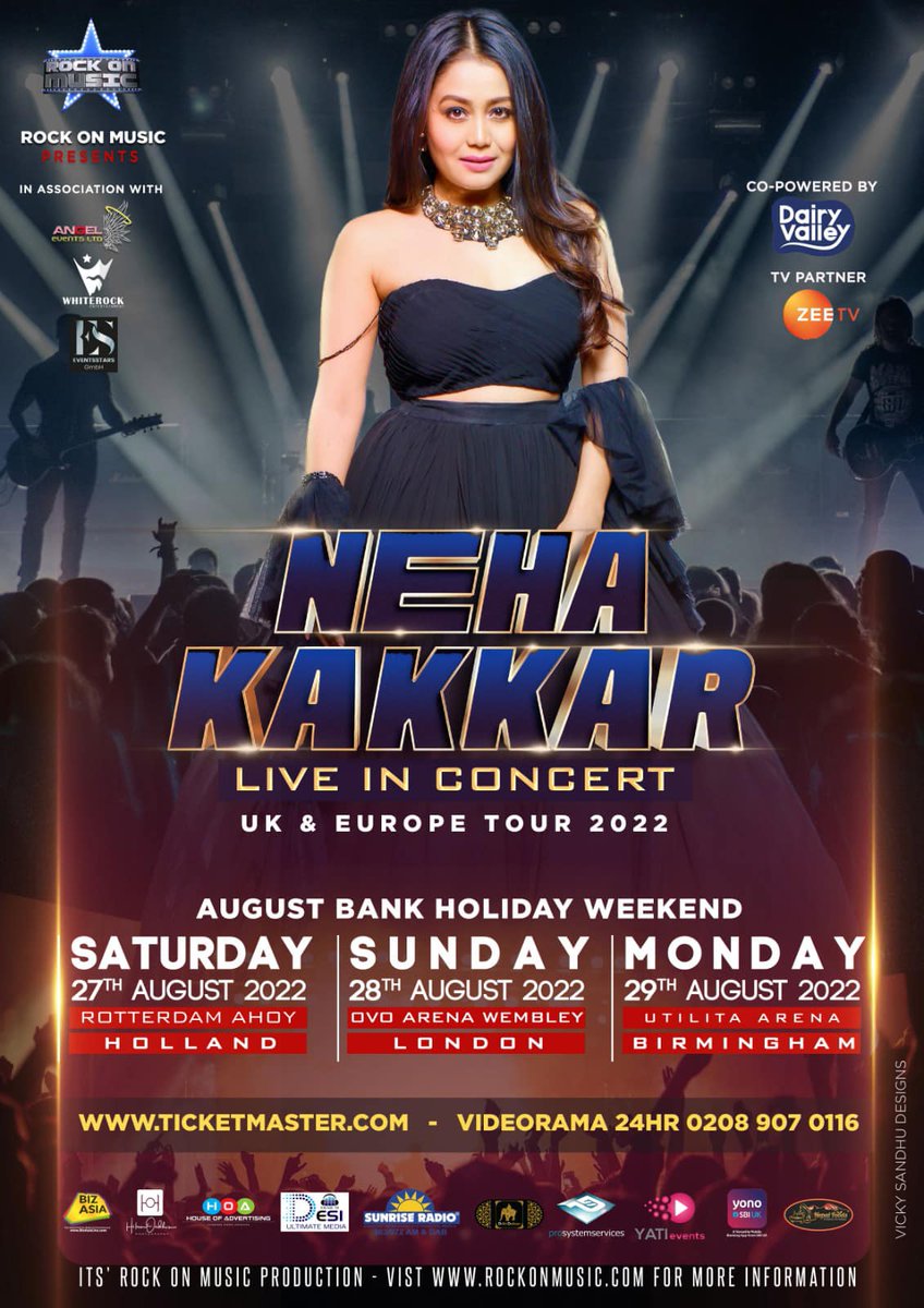 BizAsia (@bizasialive) on Twitter photo BizAsia is proud digital partner of #RockOnMusic #NehaKakkar UK tour.
▶ 27th August 2022 - Holland
▶ 28th August 2022 - London
▶ 29th August 2022 - Birmingham
▶ Buy your ticket here: ow.ly/a6lX50IFCBM
<a href="/iAmNehaKakkar/">Neha Kakkar</a> | <a href="/RockOnMusicLtd/">Rock On Music</a> BizAsia is proud digital partner of #RockOnMusic #NehaKakkar UK tour.
▶ 27th August 2022 - Holland
▶ 28th August 2022 - London
▶ 29th August 2022 - Birmingham
▶ Buy your ticket here: ow.ly/a6lX50IFCBM
<a href="/iAmNehaKakkar/">Neha Kakkar</a> | <a href="/RockOnMusicLtd/">Rock On Music</a>