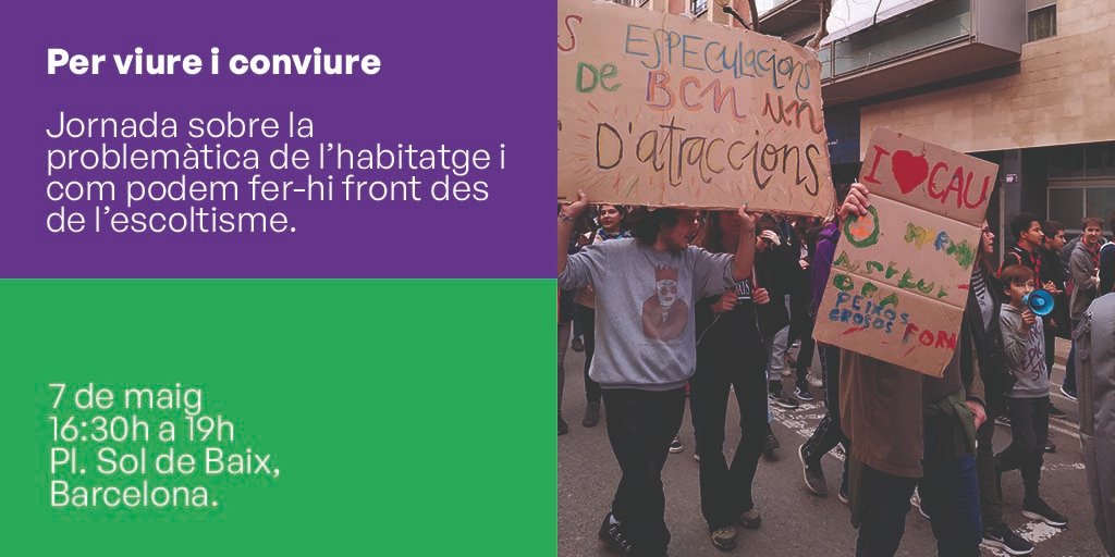 🏘️Desnonaments, dificultats per accedir a una llar… són problemàtiques d’habitatge que estan al dia a dia de les nostres vides i vulneren els nostres drets. 

🤔Què podem fer-hi des de l’escoltisme? 

📢Vine el 7 de maig a la Jornada d’Habitatge i digues la teva!