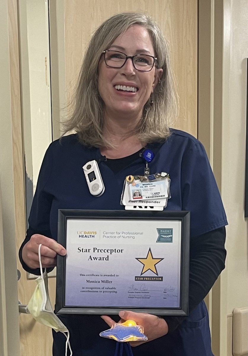 TobyMarshRN's tweet photo. "Monica also had a great ability and sensing how preceptors would learn most effectively" Congratulations Monica Miller, #ICUnurse, recipient of our Nurse Residency Star Preceptor Award here at @UCDavisHealth #UCDavisNursing #UCDavisNurses #YouBelongHere
https://t.co/OEUncUBjLs https://t.co/m4To7QiH2E