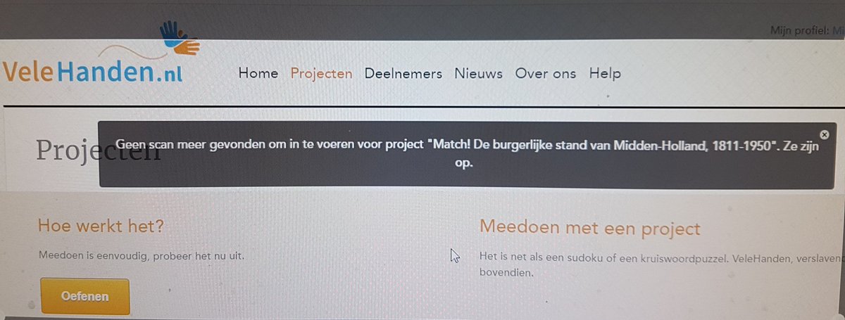 Het <a href="/VeleHanden/">VeleHanden</a> project van <a href="/StreekarchiefMH/">Streekarchief Midden-Holland</a> is zo goed als klaar. Er zijn geen scans meer. Van het begin, 4 1/2 maand, aan meegewerkt. Nu gaat alle beschikbare tijd naar het VH project van het @CBG de Laatste Kaart.