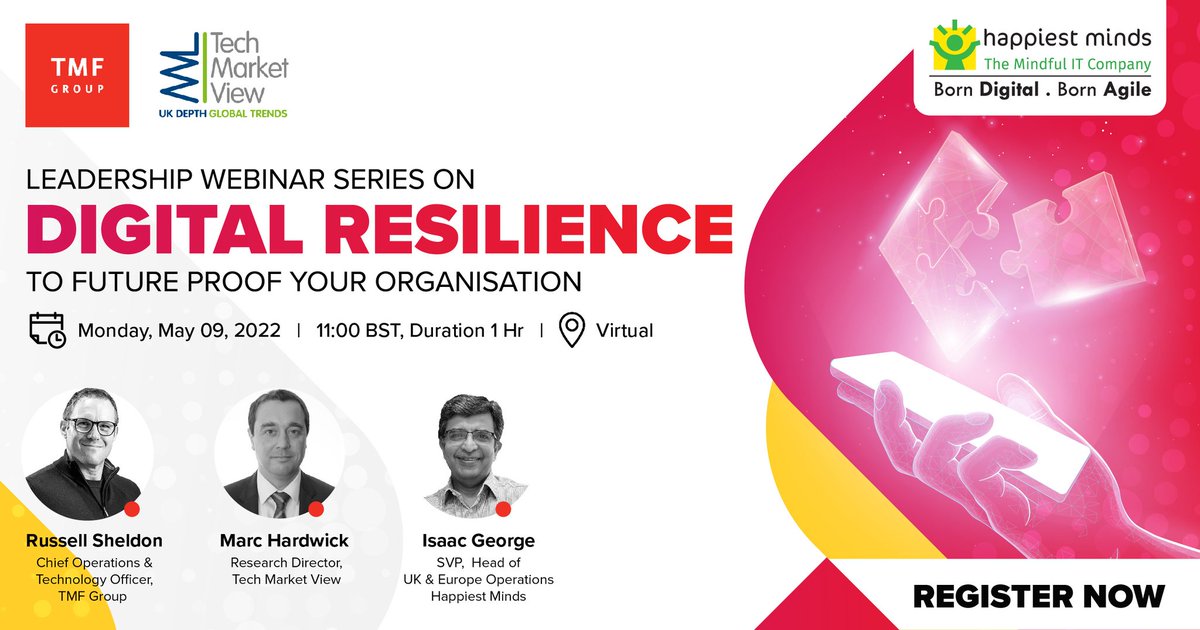 HappiestMinds's tweet photo. Register Now - https://t.co/At1wKYPbhF 

Meet experts from the industry in a panel discussion and discover what role digital plays as enterprises rethink every part of their operations and look to be ‘future-ready.’

#digitalresilience #digitalbusinessservices #aiml #digitiation https://t.co/jfsqtg6kDF