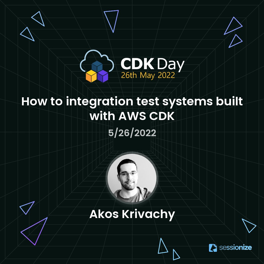 akoskrivachy's tweet photo. I'll be presenting at @cdkday and going into depth into our integration testing setup! Very excited to share some of our tips and tricks we've learned in the past year.
You can get your free ticket here: https://t.co/xCVMENNrnJ https://t.co/62j6aYDms1