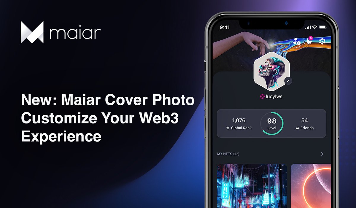 It’s time to update! 📲 You can now personalize your Maiar profile page with a custom Cover Photo.