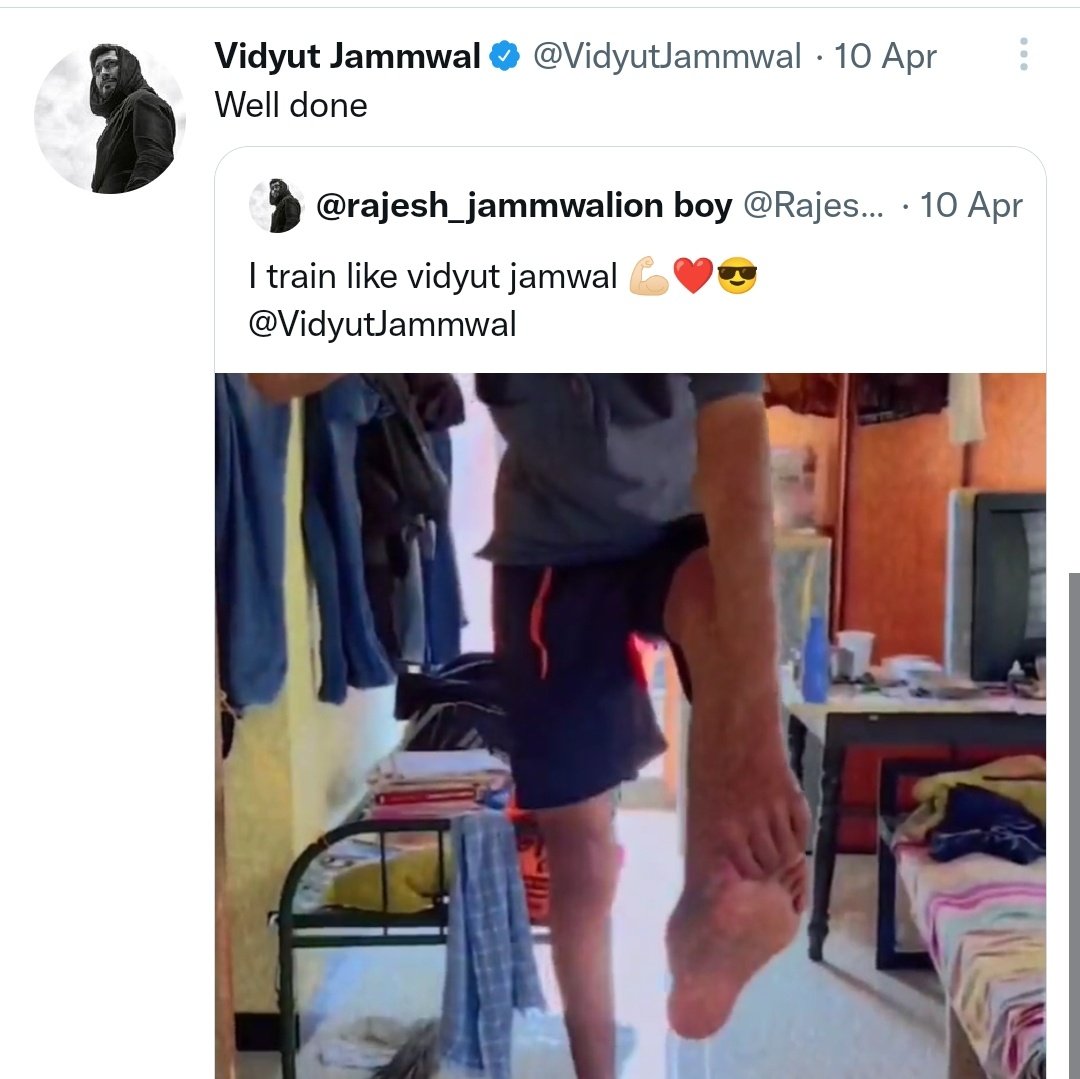 I am also big fan of Vidyut sir I want also itrainlikevidyutjammwal T-shirt please give me also 🥺🥺🥺 please..<a href="/VidyutJammwal/">Vidyut Jammwal</a> <a href="/AlifiyahHaji/">Alifiyah Haji</a> , <a href="/abbassayyed771/">abbas sayyed</a>