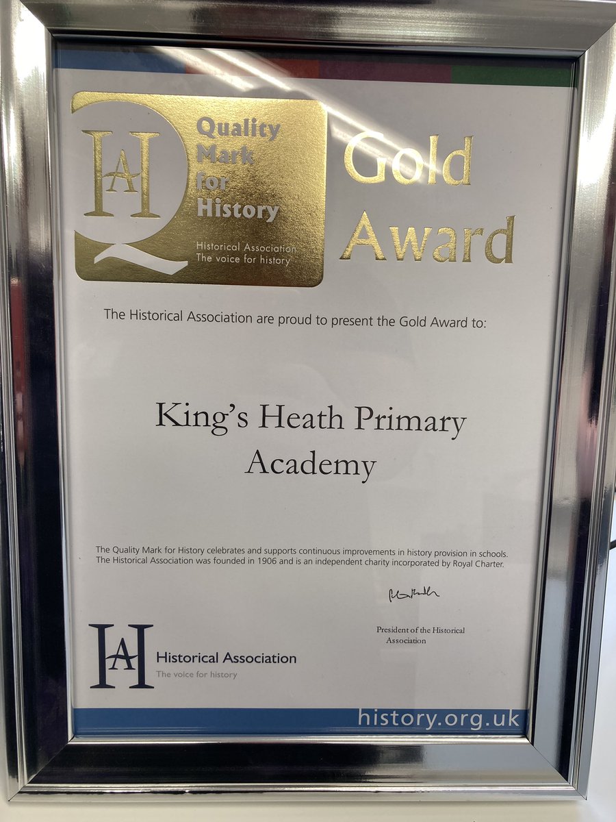 The certificate for our Gold Quality Mark for History has arrived today! @KingsHeathPri @KhpaPrincipal @khpa_h @DRETnews @histassoc #proud #history #gold #welldoneteam