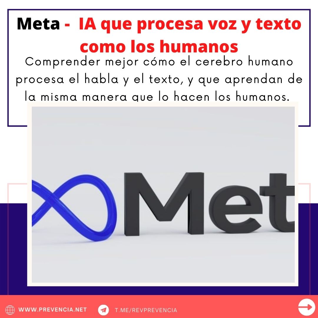 RevPrevencia's tweet photo. #meta "Utilizaremos los conocimientos de este trabajo para guiar el desarrollo de la #IA que procesa el #habla y el #texto de manera tan eficiente como las #personas", dijo la red social en un comunicado.

.
.
.
.

#prevencia
https://t.co/sOax5VA94P
https://t.co/O8x6DEerYC https://t.co/WykhkW1vX7