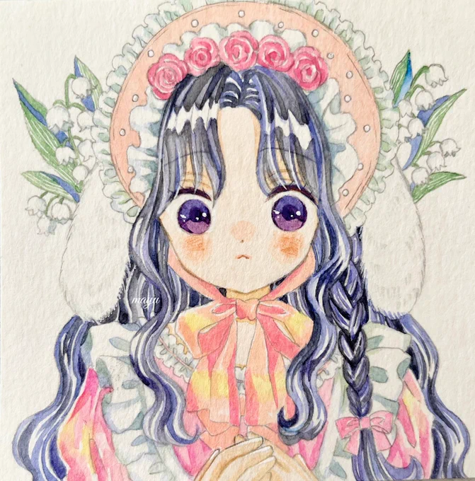 素敵な企画に参加させて頂きます。 透明水彩でふんわり優しい雰囲気の絵を描きます。 フリルと女の子を描くのがすきです  #アナログ作家フェス #アナログ作家フェス_水彩