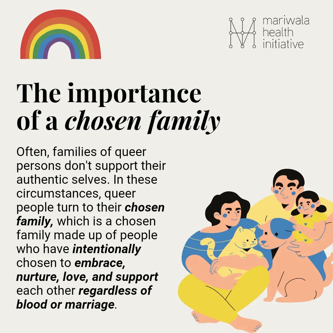 mariwalahealth's tweet image. The concept of #chosenfamily has existed in many forms in society but is often invisibilized due to the #genderbinary lens used to understand the structure of a family #lgbtqia #queerfamilies