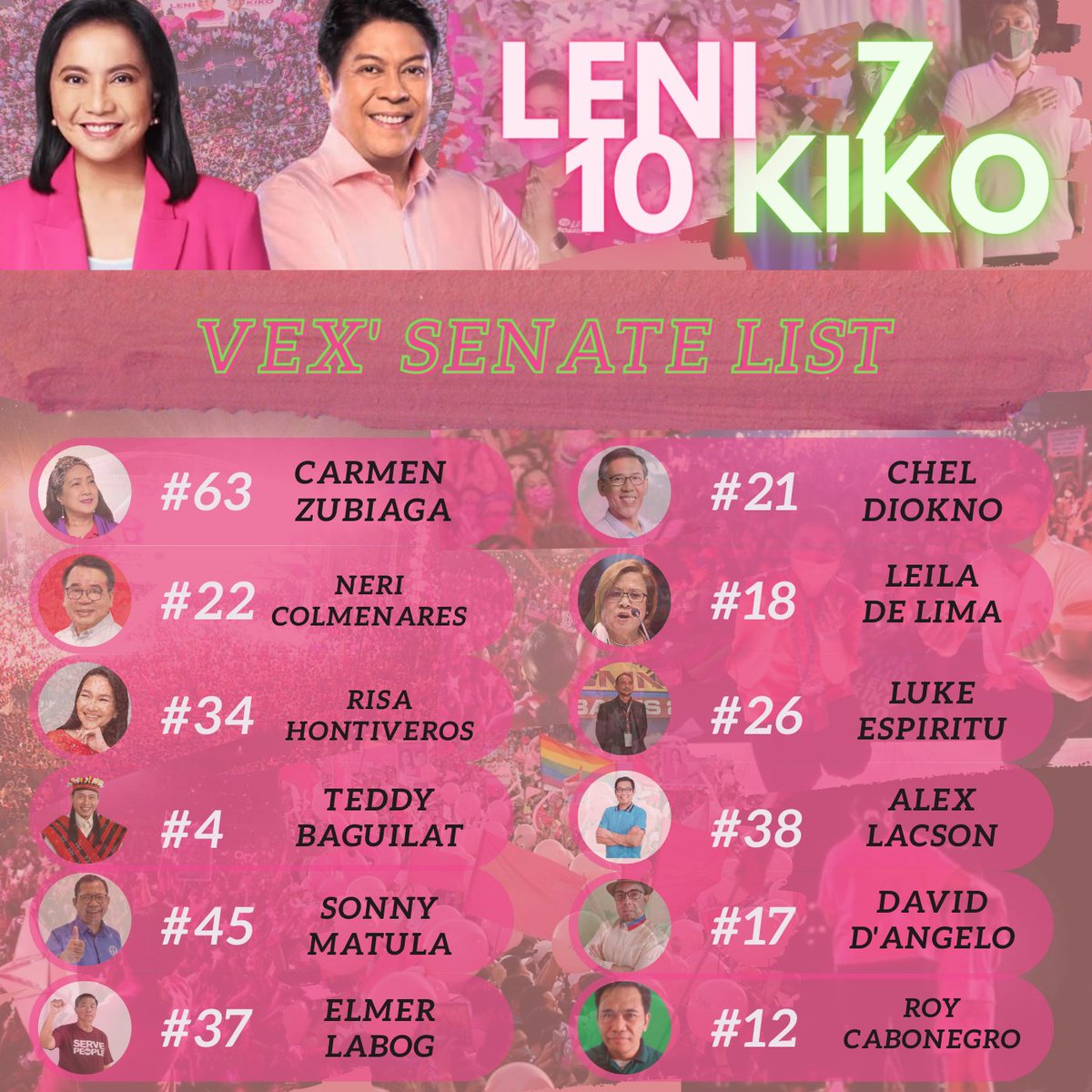 ㅤ

       🎼  BAND   : ⠀THE⠀METALLIQUE.⠀

       METALLIQUE'S VEX TALKS ABOUT 
       WHY SHE'S VOTING FOR LENI 
       AND HER SENATE LIST.

       #MetalliqueIsPink #BakalsForLeniKiko
       #RPWRally #AngatBuhayLahat

ㅤ