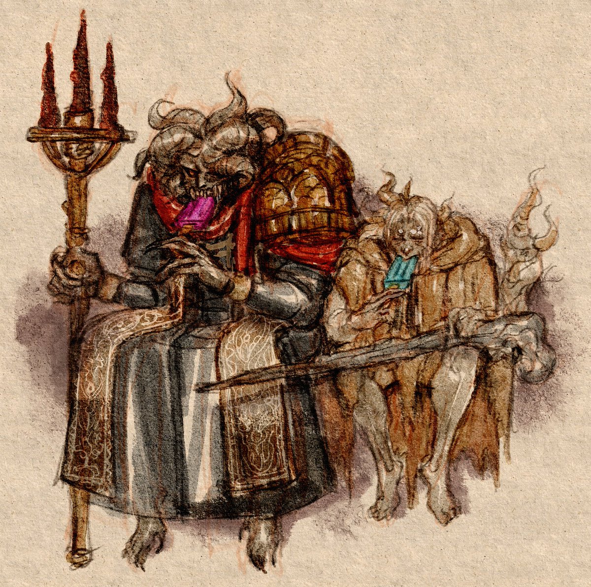 nightmareSyrup's tweet image. Omen bros chillin' with some ice pops.