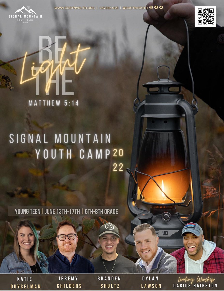 Here are the Signal Mountain Youth Camp Speakers and the Worship Leader during MIDDLE SCHOOL Week…It’s going to be 🔥🔥🔥 Get registered!! Go to cogtnyouth.org/smyc to register!