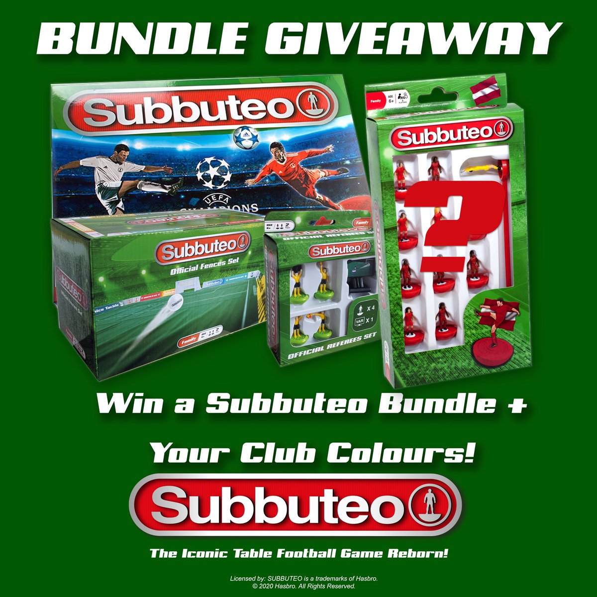 SubbuteoOficial's tweet photo. Subbuteo Bundle Giveaway (UK Only) To be in with a chance of winning this fantastic Subbuteo bundle inc Champions League Main Game &amp; Player Set of your choice:
RT &amp; Follow
Comment: #subbuteogiveaway
Closes 8pm 5/5/22 UK Only. Full details &amp; T&amp;C’s on FB &amp; IG #giveaway #Win https://t.co/4gw1fPcu83