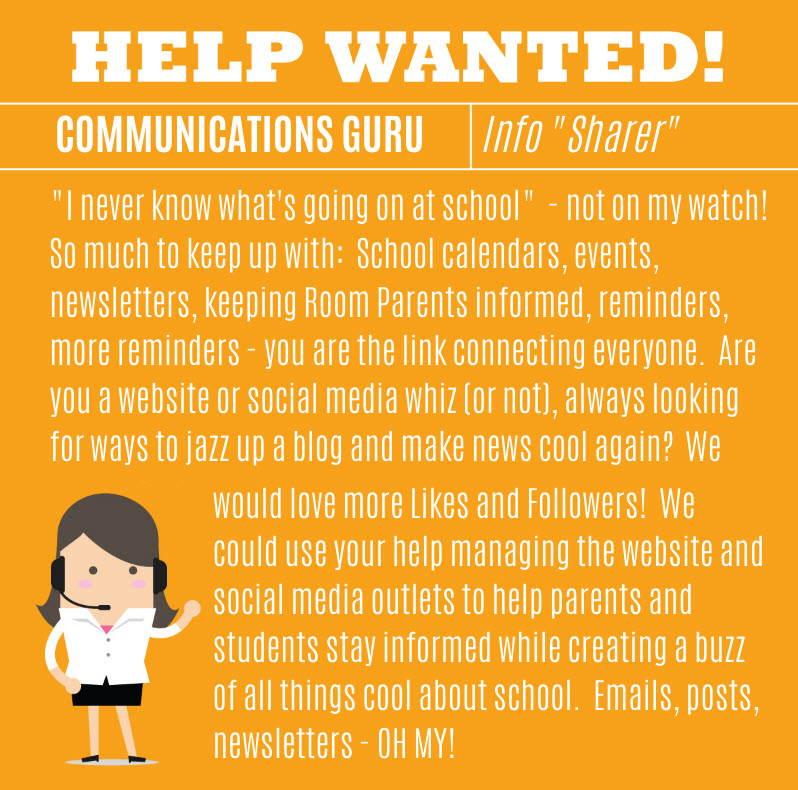 SEEKING 🔍PTA COMMUNICATION GURUS next school year!! If you're the person that always wants to know what's going on... this is your gig. Sign Up here forms.gle/nD4ncs1kK8dLbQ…
- Communications Chair 
- Social Media
- Website
- Front Marquee Birthday &amp; PTA Announcements
- Yearbook