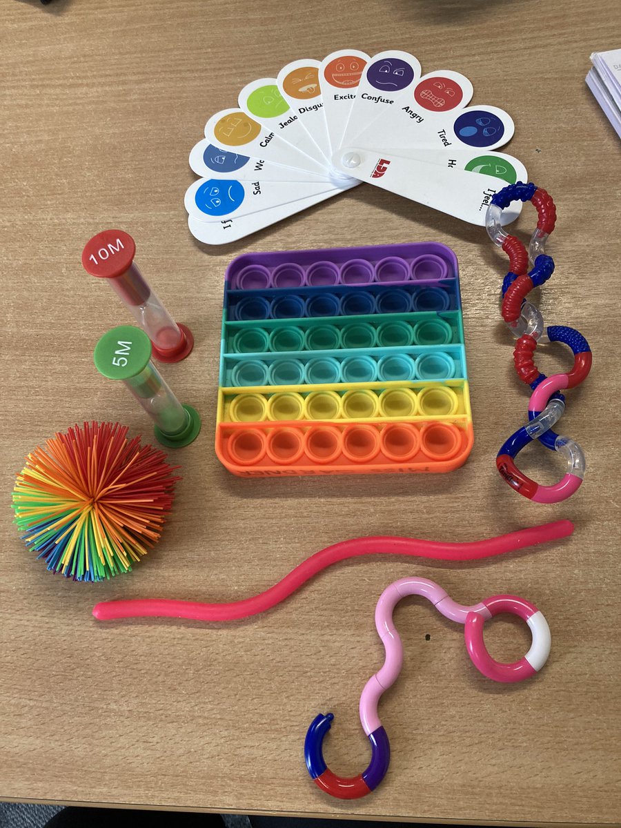 Outreach_ICPSS's tweet image. Putting together a calm down kit to help in moments of distress. Includes timers and an emotion fan as well as some sensory fidgets to help calm the mind and body. #emotionalregulation #thisisAP #outreachsupport