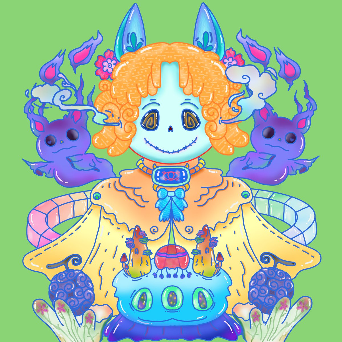 xxxCatCamP's tweet image. As everyone await their @OneOnesNFT s arrival , good time to share my fan art ❤️🫠🫠  @MigratingLines Thanks for your art inspiring me on this 💜 #1ONE