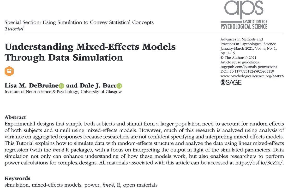 oaggimenez's tweet photo. Useful papers on GLMMs 🤩🥳
@bolkerb https://t.co/HX41N05rwK
@BobOHara https://t.co/c8fVvxG7ru
@mattjsilk https://t.co/Lq3xAf5rMh
@XavHarrison https://t.co/Nx2w81N34F
@LisaDeBruine @dalejbarr https://t.co/QOrQorDD89
See also GLMM FAQ by @bolkerb & others https://t.co/s9AmINlleU https://t.co/oGYC3GMw99